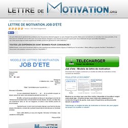 Lettres De Motivation Job D Ete Pearltrees