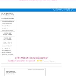 Lettre De Motivation Job D Ete Pearltrees