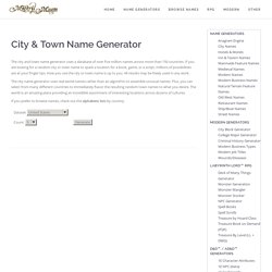 City And Town Name Generator For Rpgs And Writers Pearltrees