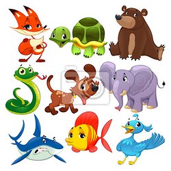 Fotomural Conjunto De Animales Dibujos Animados Y Personajes De Vector Pearltrees