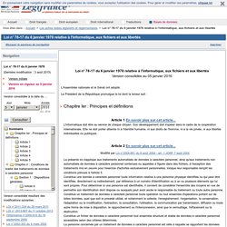 Loi N 78 17 Du 6 Janvier 1978 Relative A L Informatique Aux