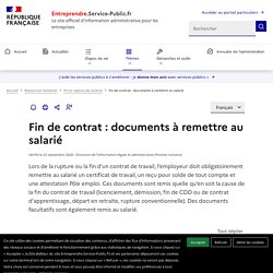 Fin De Contrat Documents A Remettre Au Salarie