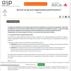 Qu Est Ce Qu Une Organisation Performante Reviser Le