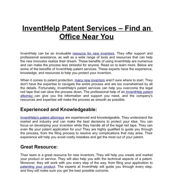 InventHelp Patent ServicesFind an Office Near You