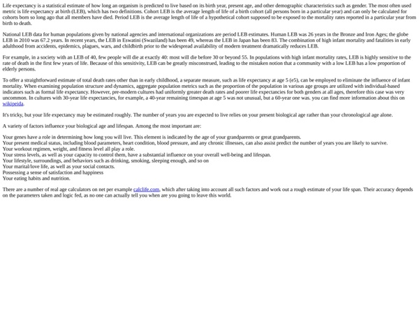 Life expectancy