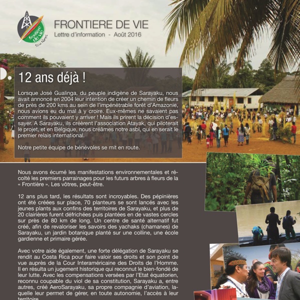 Frontieres de vie 12 ans deja 2016